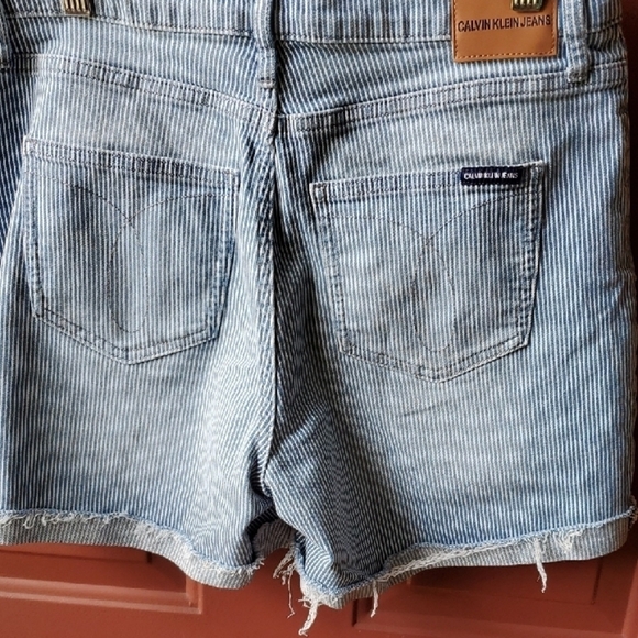 Calvin Klein Blue Pinstripe Jean Shorts Casual Denim Style - Picture 11 of 11